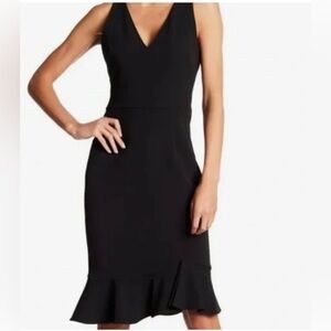 Betsey Johnson Black Midi Sultry and Sophisticated Deep V Neck Dress size 10